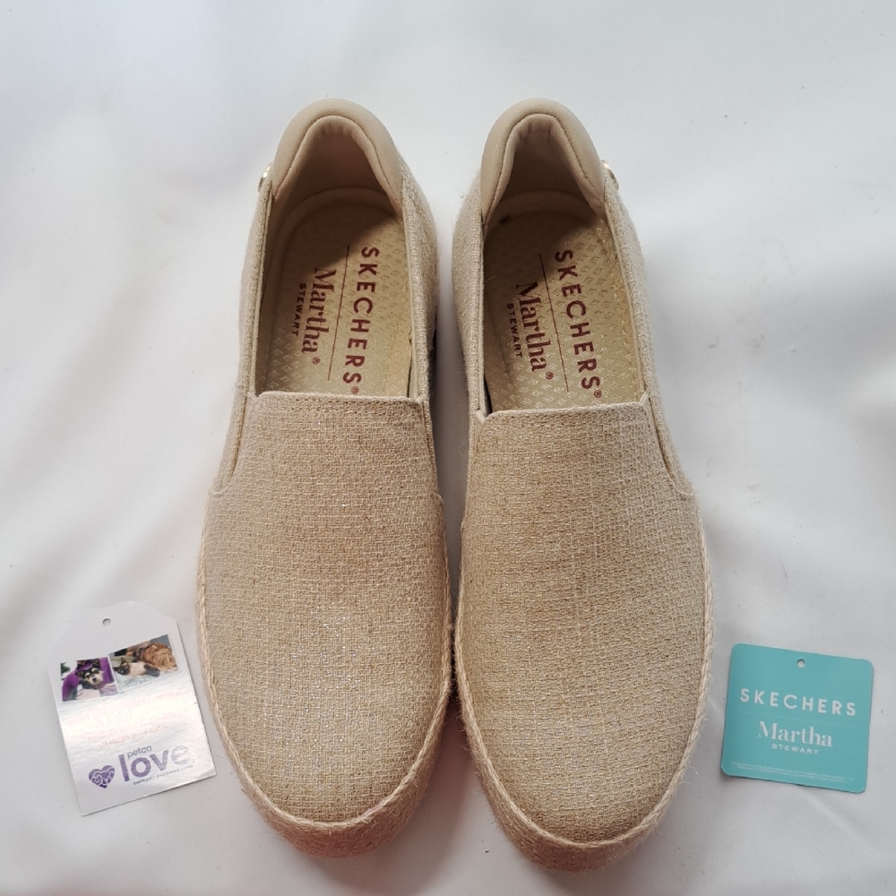 Skechers Martha Natural Beige Slip-On Espadrille Sneakers